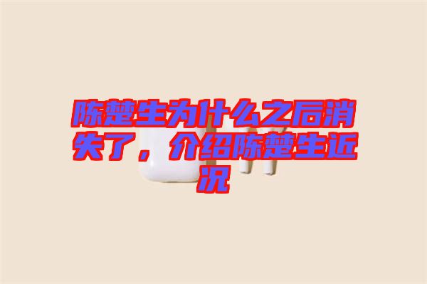 陳楚生為什么之后消失了，介紹陳楚生近況