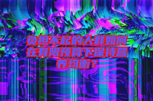 負(fù)擔(dān)不起的人群如何在有限預(yù)算下保持營養(yǎng)均衡？