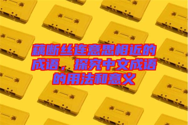 藕斷絲連意思相近的成語(yǔ)，探究中文成語(yǔ)的用法和意義