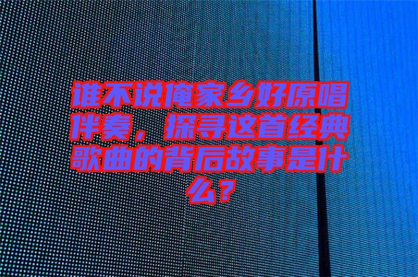 誰(shuí)不說(shuō)俺家鄉(xiāng)好原唱伴奏，探尋這首經(jīng)典歌曲的背后故事是什么？
