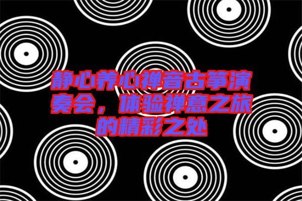 靜心養(yǎng)心禪音古箏演奏會(huì)，體驗(yàn)禪意之旅的精彩之處