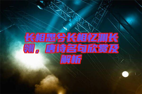 長相思兮長相憶淵長翎，唐詩名句欣賞及解析