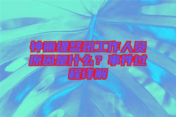 鐘麗緹怒吼工作人員原因是什么？事件過(guò)程詳解