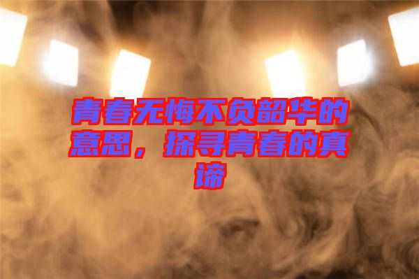 青春無悔不負韶華的意思，探尋青春的真諦