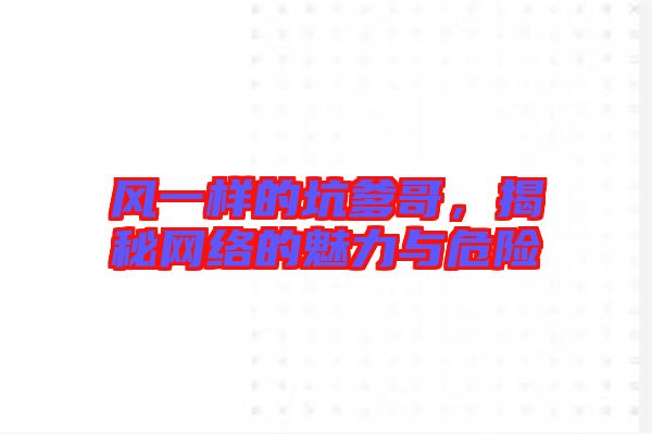 風(fēng)一樣的坑爹哥，揭秘網(wǎng)絡(luò)的魅力與危險(xiǎn)