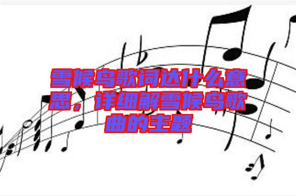 雪候鳥歌詞達(dá)什么意思，詳細(xì)解雪候鳥歌曲的主題