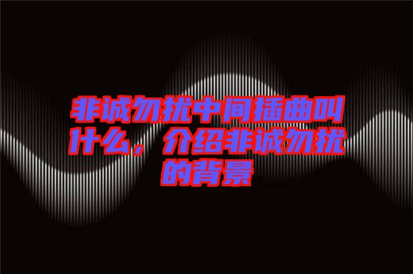 非誠勿擾中間插曲叫什么，介紹非誠勿擾的背景